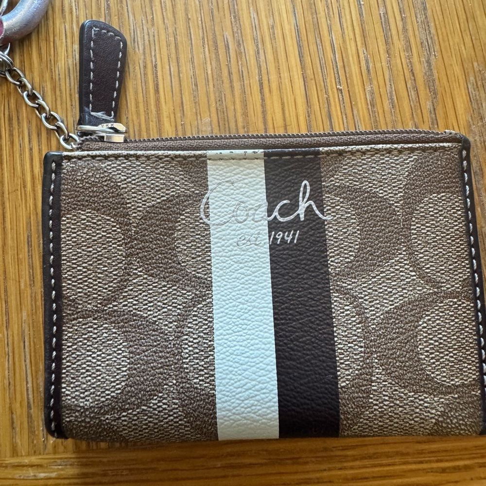 Coach Brown and White Card Holder